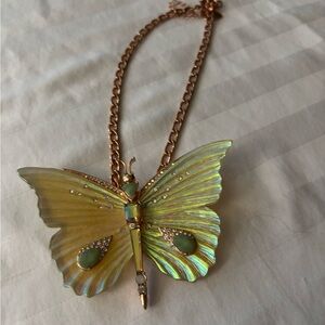Betsey Johnson Gold and Green Butterfly Necklace